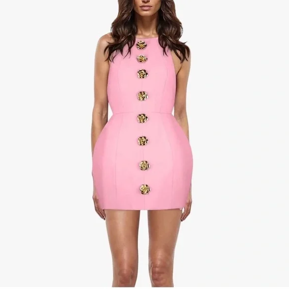 NWT Atoir Tiffany Dress Rose Floral Button Open Back Pink Sz 8 - Picture 4 of 16